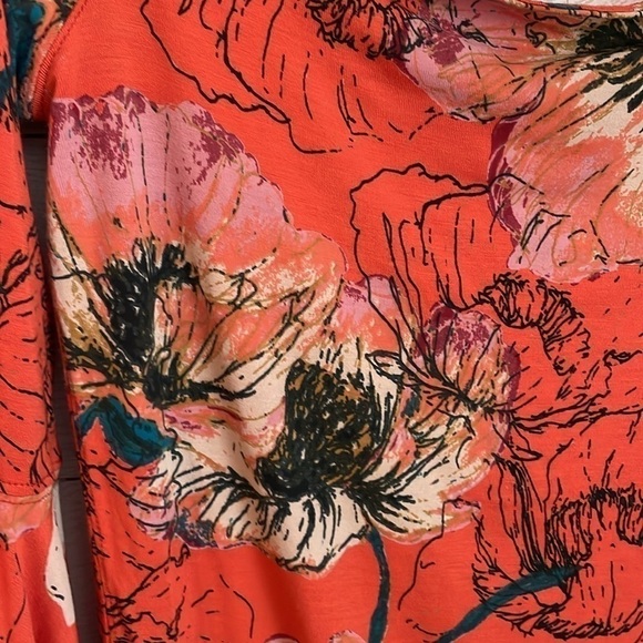 Free People Birds of Paradise Floral Print Off Shoulder Bell Sleeve Blouse M - Picture 5 of 13